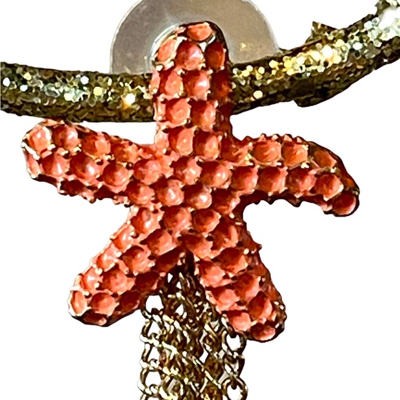 🎁 Hand Painted Textured Starfish Fringe Earrings - Picture 6 of 11